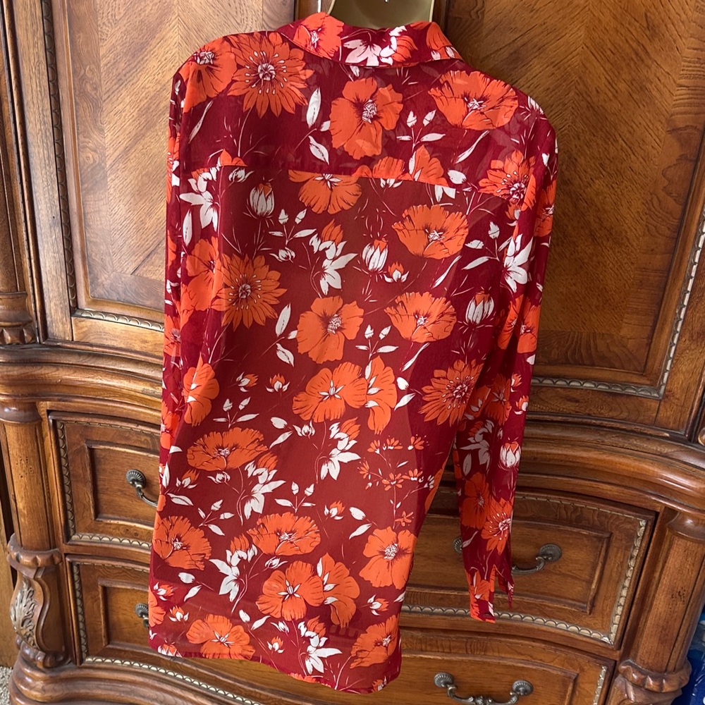 CAbi Red Floral Blouse - Picture 3 of 5